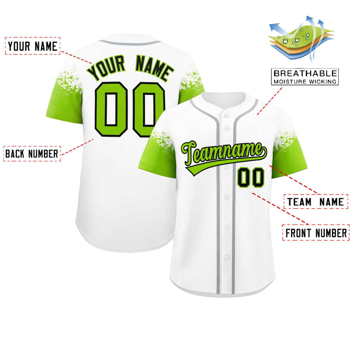 Custom White Neon Green Personalized Raglan Sleeves Design Authentic Baseball Jersey Limited