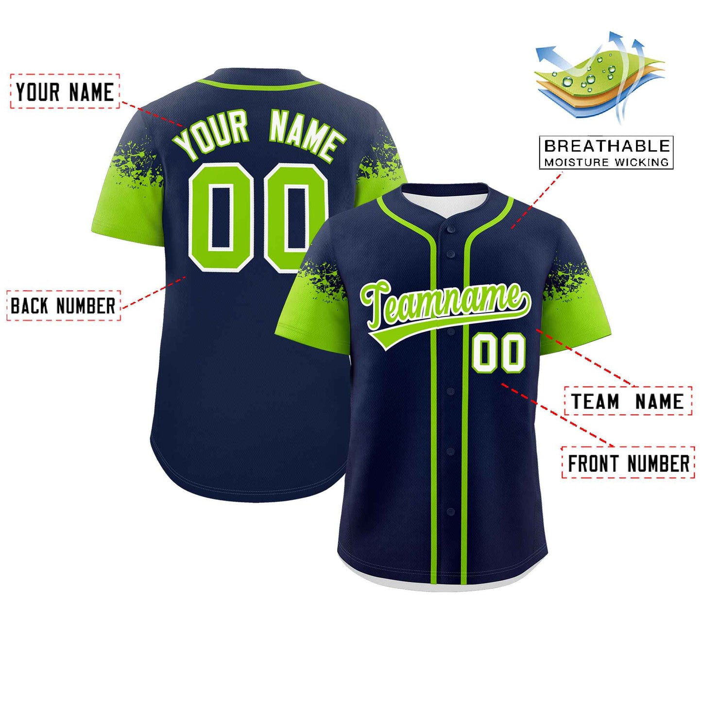 Custom Navy Neon Green Personalized Raglan Sleeves Design Authentic Baseball Jersey Limited