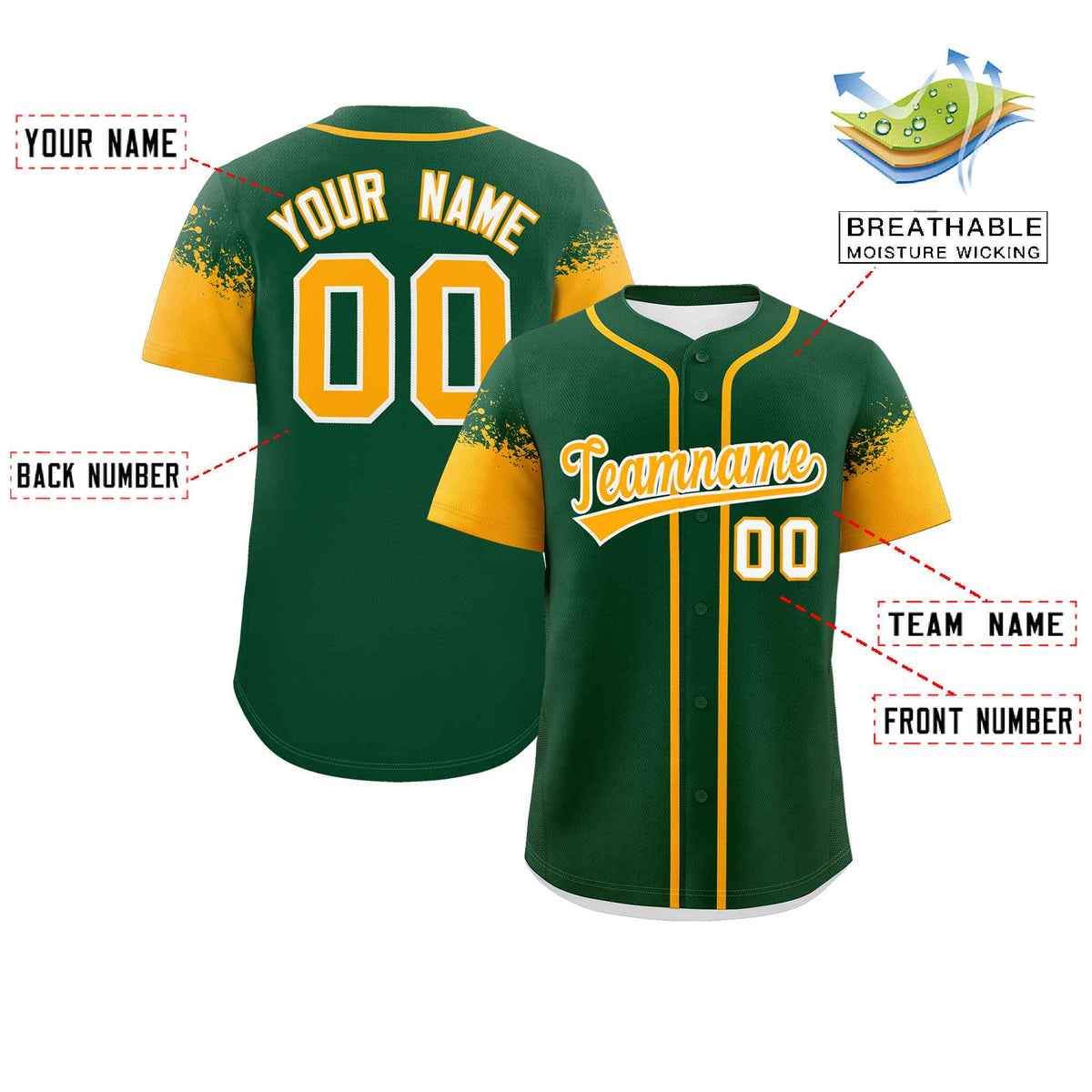 Custom Green Yellow Personalized Raglan Sleeves Design Authentic Baseball Jersey Limited