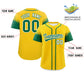 Custom Gold Kelly Green Personalized Raglan Sleeves Design Authentic Baseball Jersey Limited