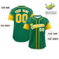 Custom Kelly Green Gold Personalized Raglan Sleeves Design Authentic Baseball Jersey Limited