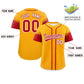 Custom Yellow Red Personalized Raglan Sleeves Design Authentic Baseball Jersey Limited