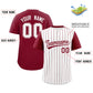 Custom White Crimson Pinstripe Personalized Two-Tone Authentic Baseball Jersey Limited