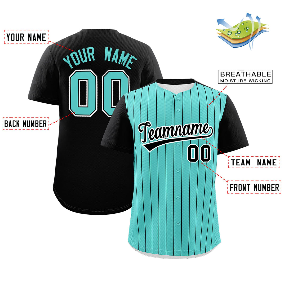 Custom Bright Green Black Pinstripe Personalized Two-Tone Authentic Baseball Jersey Limited