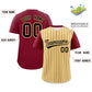 Custom Khaki Crimson Pinstripe Personalized Two-Tone Authentic Baseball Jersey Limited
