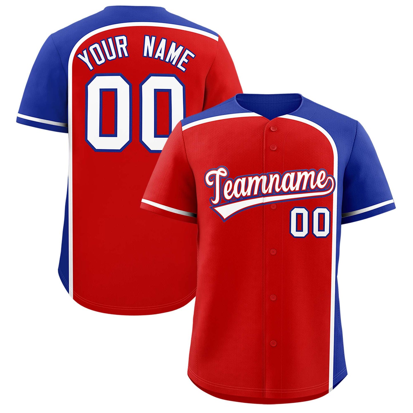 Custom Red Royal Personalized Color Block Authentic Baseball jersey