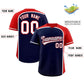 Custom Navy Red Personalized Color Block Authentic Baseball Jersey Limited