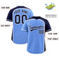Custom Light Blue Navy Personalized Color Block Authentic Baseball Jersey Limited