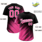 Custom Black Pink Diagonal Stripe Personalized Gradient Fashion Baseball Jersey Limited