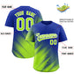 Custom Royal Neon Green Diagonal Stripe Personalized Gradient Fashion Baseball Jersey Limited