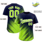 Custom Navy Neon Green Diagonal Stripe Personalized Gradient Fashion Baseball Jersey Limited
