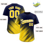 Custom Navy Gold Diagonal Stripe Personalized Gradient Fashion Baseball Jersey Limited