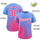 Custom Light Blue Pink Diagonal Stripe Personalized Gradient Fashion Baseball Jersey Limited