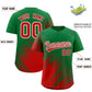 Custom Kelly Green Red Diagonal Stripe Personalized Gradient Fashion Baseball Jersey Limited