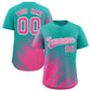 Custom Aqua Pink Diagonal Stripe Personalized Gradient Fashion Baseball Jersey