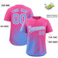 Custom Pink Light Blue Diagonal Stripe Personalized Gradient Fashion Baseball Jersey Limited