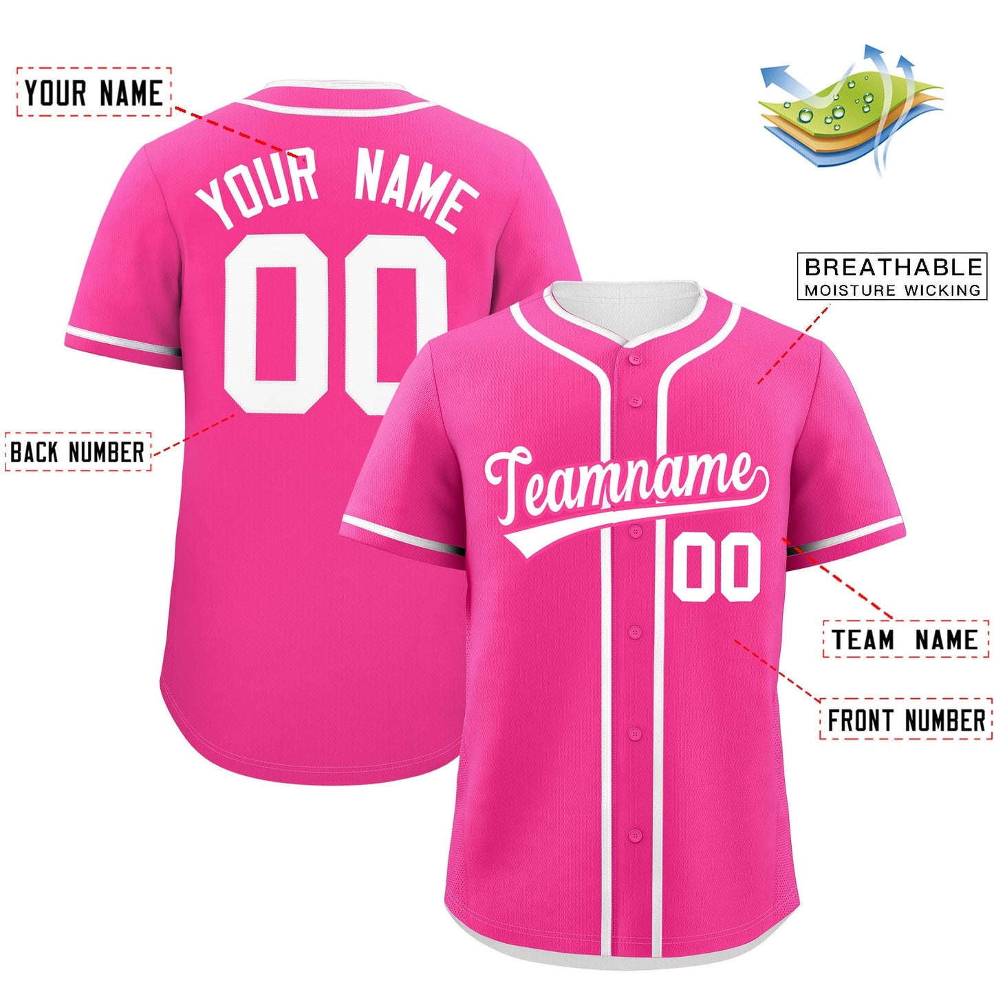 Custom Pink White Personalized Classic Authentic Baseball Jersey Limited