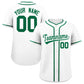 Custom White Kelly Green Personalized Classic Authentic Baseball Jersey