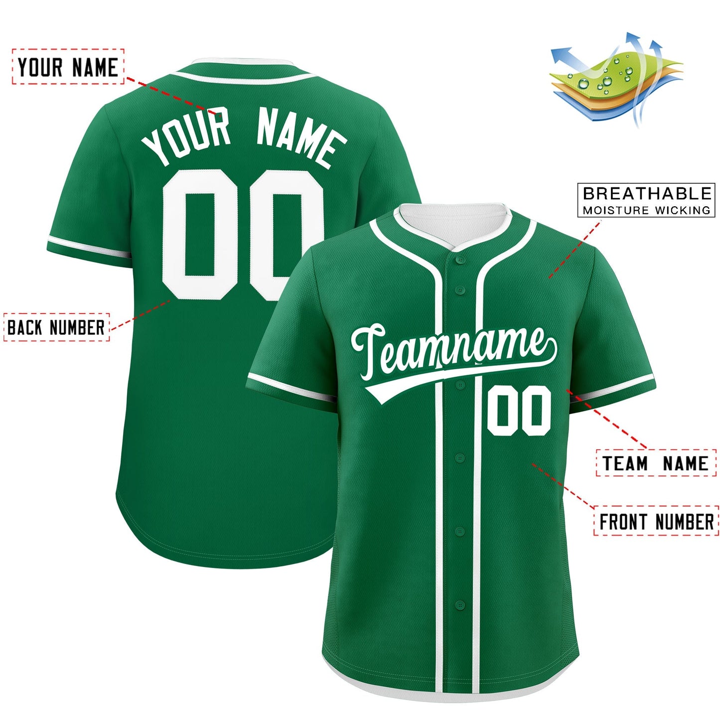 Custom Kelly Green White Personalized Classic Authentic Baseball Jersey Limited