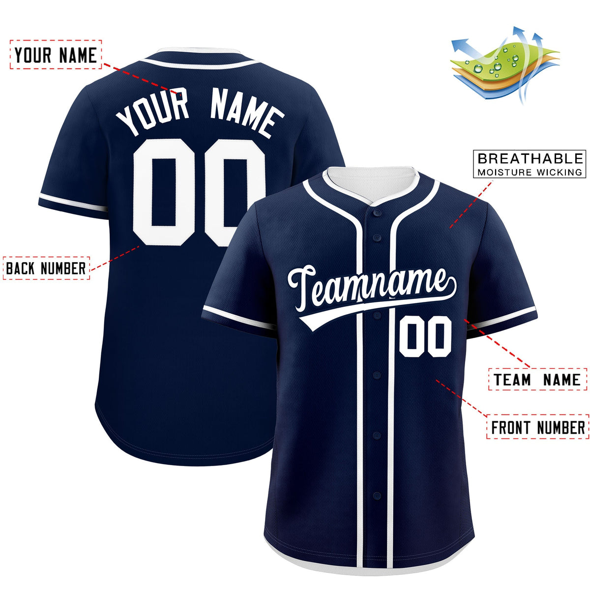 Custom Navy White Personalized Classic Authentic Baseball Jersey Limited