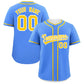 Custom Powder Blue Gold Personalized Classic Authentic Baseball Jersey