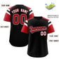 Custom Black Red Contrast Raglan Sleeves Authentic Baseball Jersey Limited