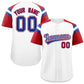 Custom White Red Contrast Raglan Sleeves Authentic Baseball Jersey