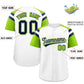 Custom White Neon Green Contrast Raglan Sleeves Authentic Baseball Jersey Limited