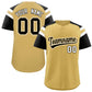 Custom Old Gold Black Contrast Raglan Sleeves Authentic Baseball Jersey