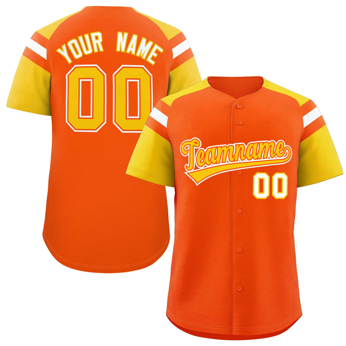Custom Orange Gold Contrast Raglan Sleeves Authentic Baseball Jersey