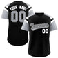 Custom Black Silver Contrast Raglan Sleeves Authentic Baseball Jersey