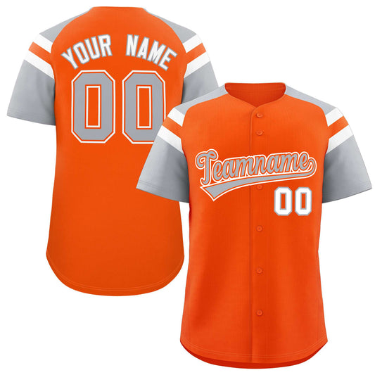 Custom Orange Silver Contrast Raglan Sleeves Authentic Baseball Jersey