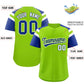Custom Neon Green Royal Contrast Raglan Sleeves Authentic Baseball Jersey Limited