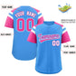 Custom Powder Blue Pink Contrast Raglan Sleeves Authentic Baseball Jersey Limited