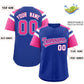 Custom Royal Pink Contrast Raglan Sleeves Authentic Baseball Jersey Limited