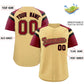 Custom Khaki Crimson Contrast Raglan Sleeves Authentic Baseball Jersey Limited
