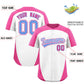 Custom White Pink Personalized Edge Color Block Authentic Baseball Jersey Limited