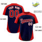 Custom Navy Red Personalized Edge Color Block Authentic Baseball Jersey Limited