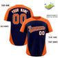 Custom Navy Orange Personalized Edge Color Block Authentic Baseball Jersey Limited