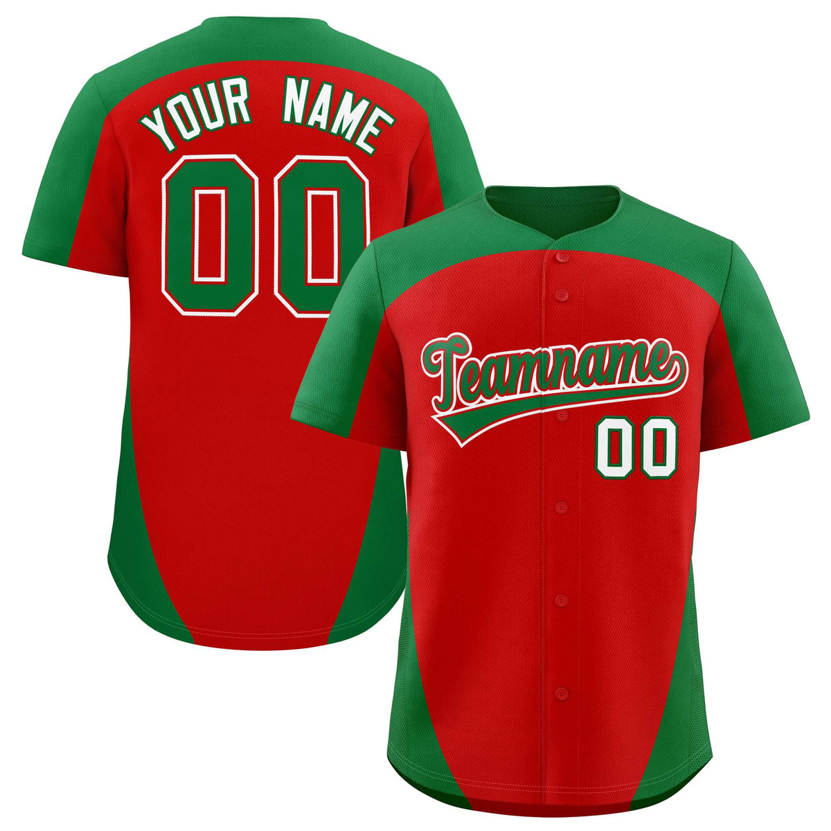 Custom Red Kelly Green Personalized Edge Color Block Authentic Baseball Jersey