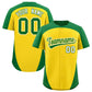 Custom Gold Kelly Green Personalized Edge Color Block Authentic Baseball Jersey