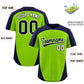 Custom Neon Green Navy Personalized Edge Color Block Authentic Baseball Jersey Limited