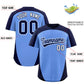 Custom Light Blue Navy Personalized Edge Color Block Authentic Baseball Jersey Limited