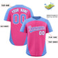 Custom Pink Light Blue Personalized Edge Color Block Authentic Baseball Jersey Limited