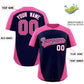 Custom Navy Pink Personalized Edge Color Block Authentic Baseball Jersey Limited