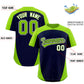 Custom Navy Neon Green Personalized Edge Color Block Authentic Baseball Jersey Limited