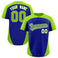 Custom Royal Neon Green Personalized Edge Color Block Authentic Baseball Jersey