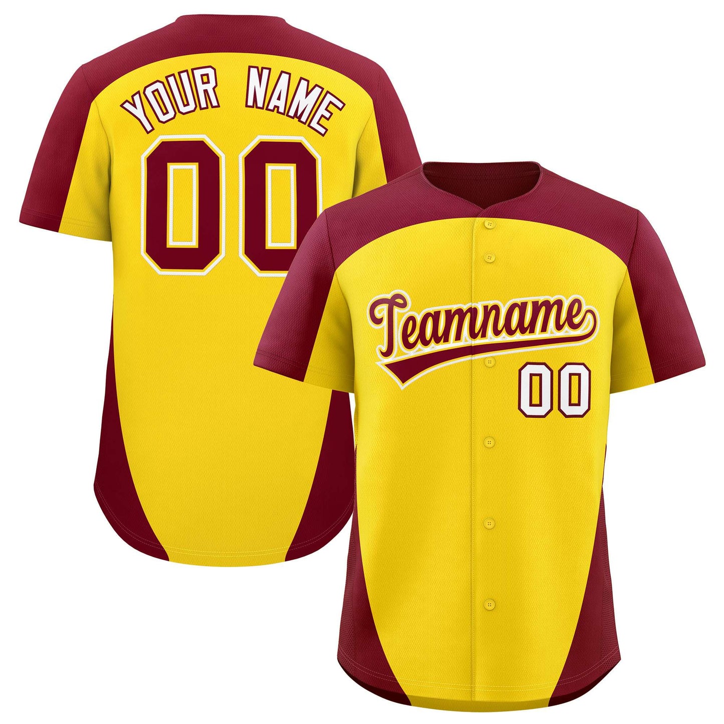 Custom Gold Crimson Personalized Edge Color Block Authentic Baseball Jersey