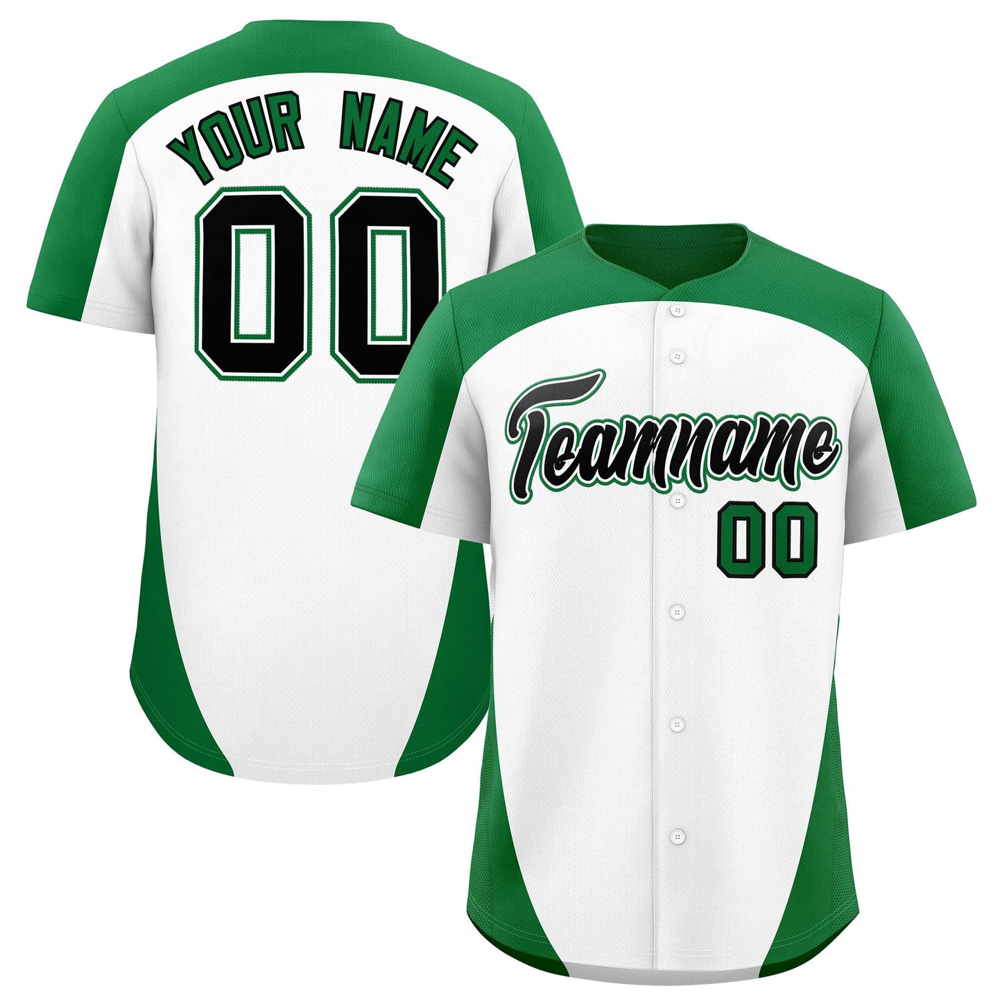 Custom White Kelly Green Personalized Edge Color Block Authentic Baseball Jersey Limited