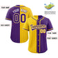 Custom Gold Purple Two Tone Striped Fashion Authentic Baseball Jersey Limited